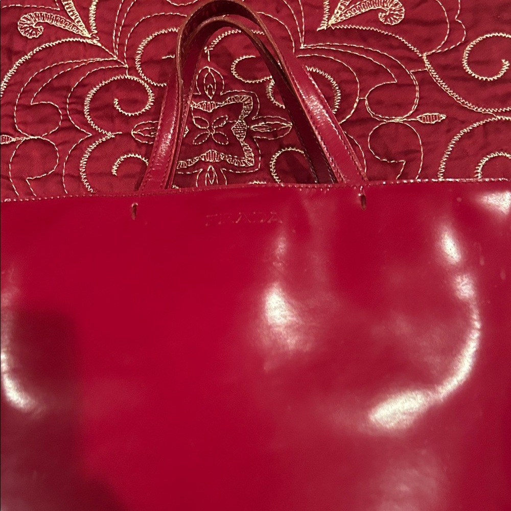 Prada Red Leather Tote Bag - Picture 2 of 13
